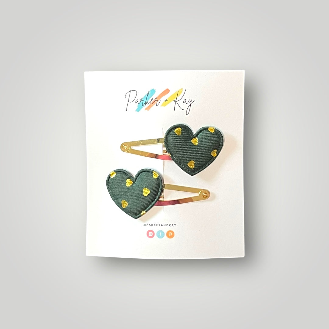 Gold Hearts Hair Clips
