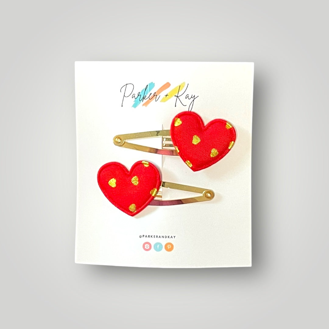 Gold Hearts Hair Clips