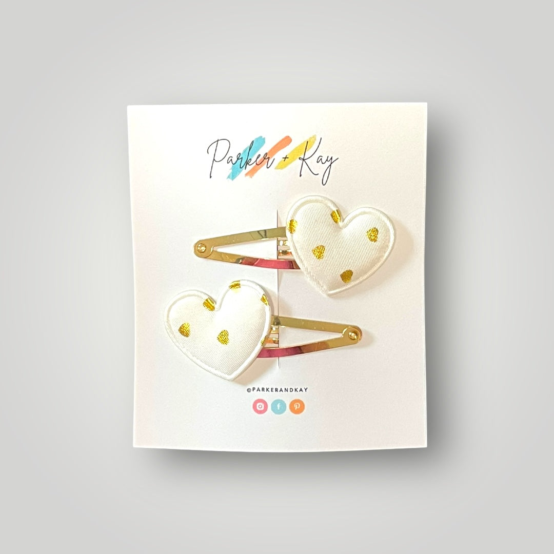Gold Hearts Hair Clips