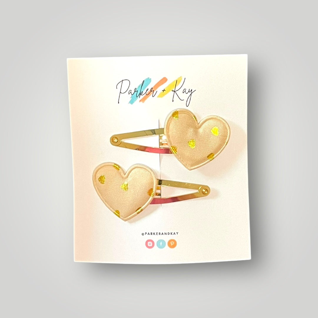 Gold Hearts Hair Clips