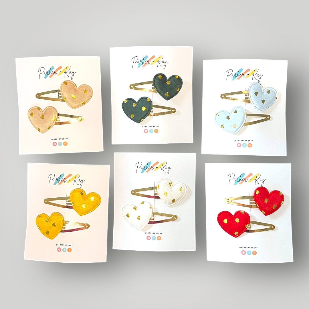 Gold Hearts Hair Clips