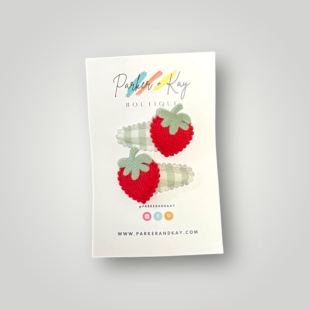 Soft Strawberries Hair Clips