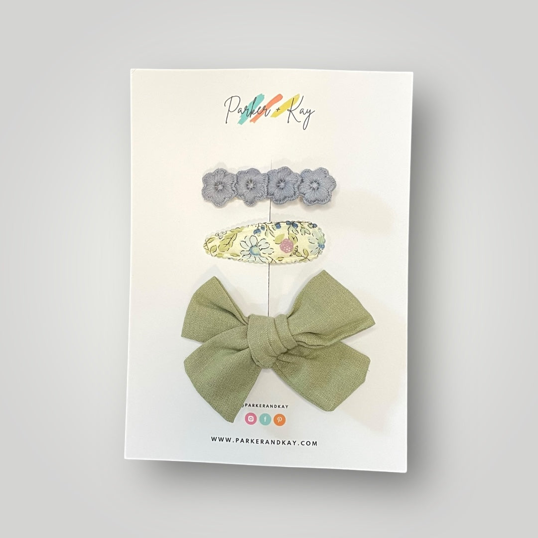 Linen Bow and Clips Set
