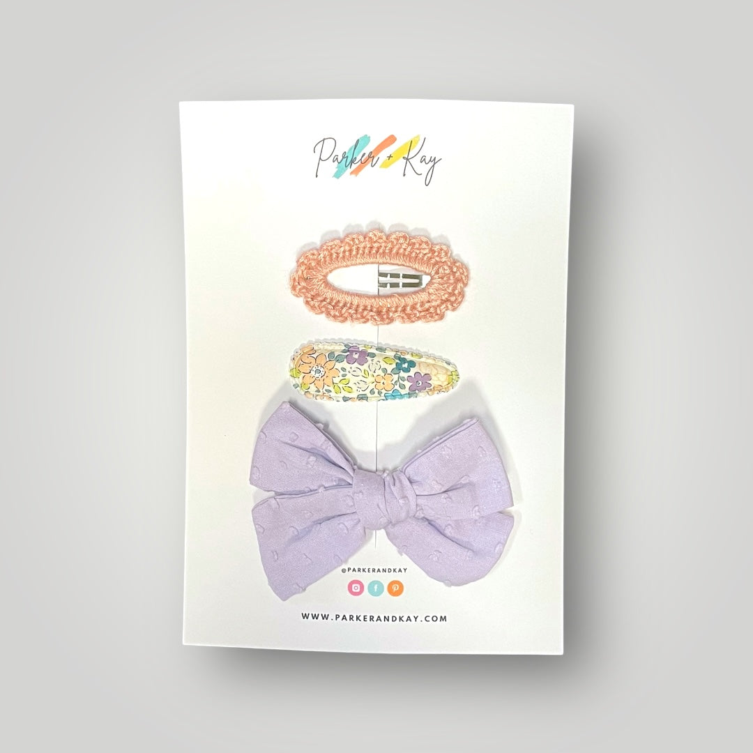 Textured Hair Bow and Clip Set