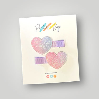 Ombre Heart Hair Clips