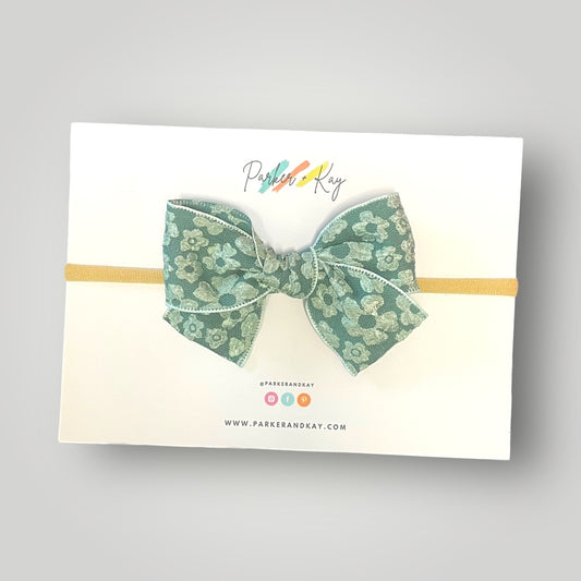 Embossed Floral Hair Bow, 8 Colors