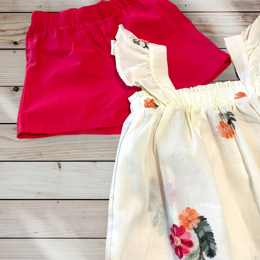 EMILY Embroidered Top and Shorts Set