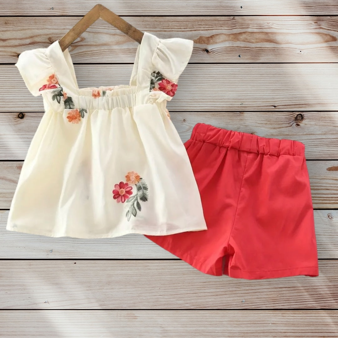 EMILY Embroidered Top and Shorts Set