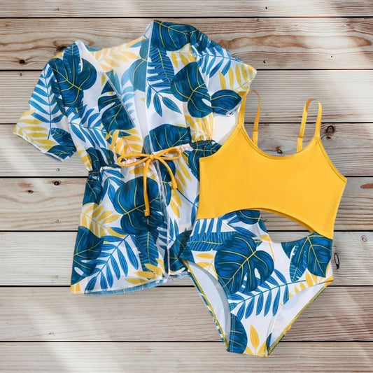 STACIA Tropical Print Swimsuit & Cover-up Set
