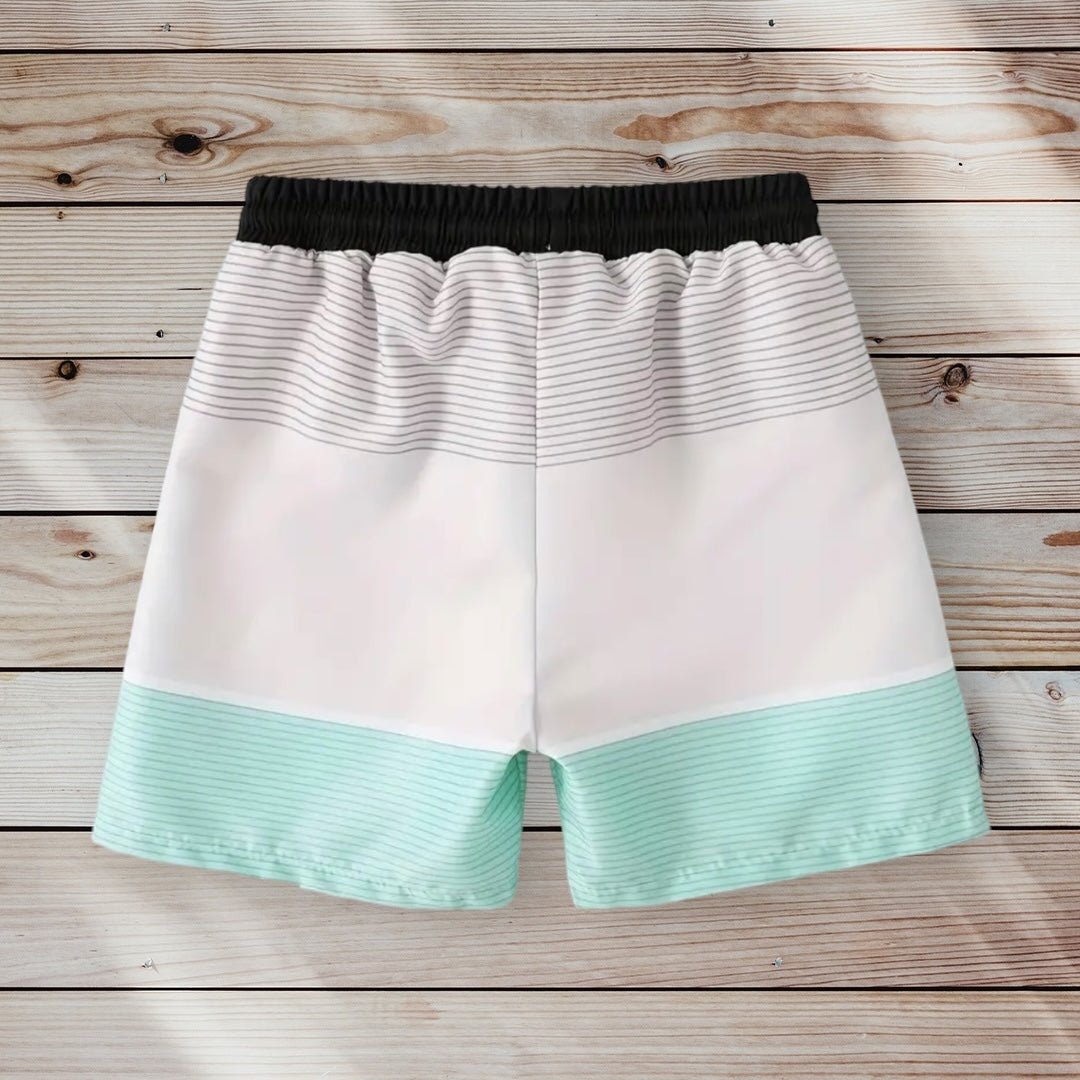 STEVEN Striped Swim Trunks