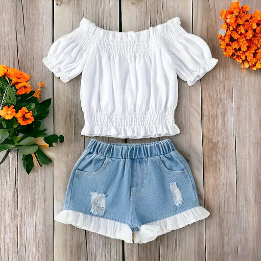 LINDSEY Off-Shoulder Top & Shorts Set