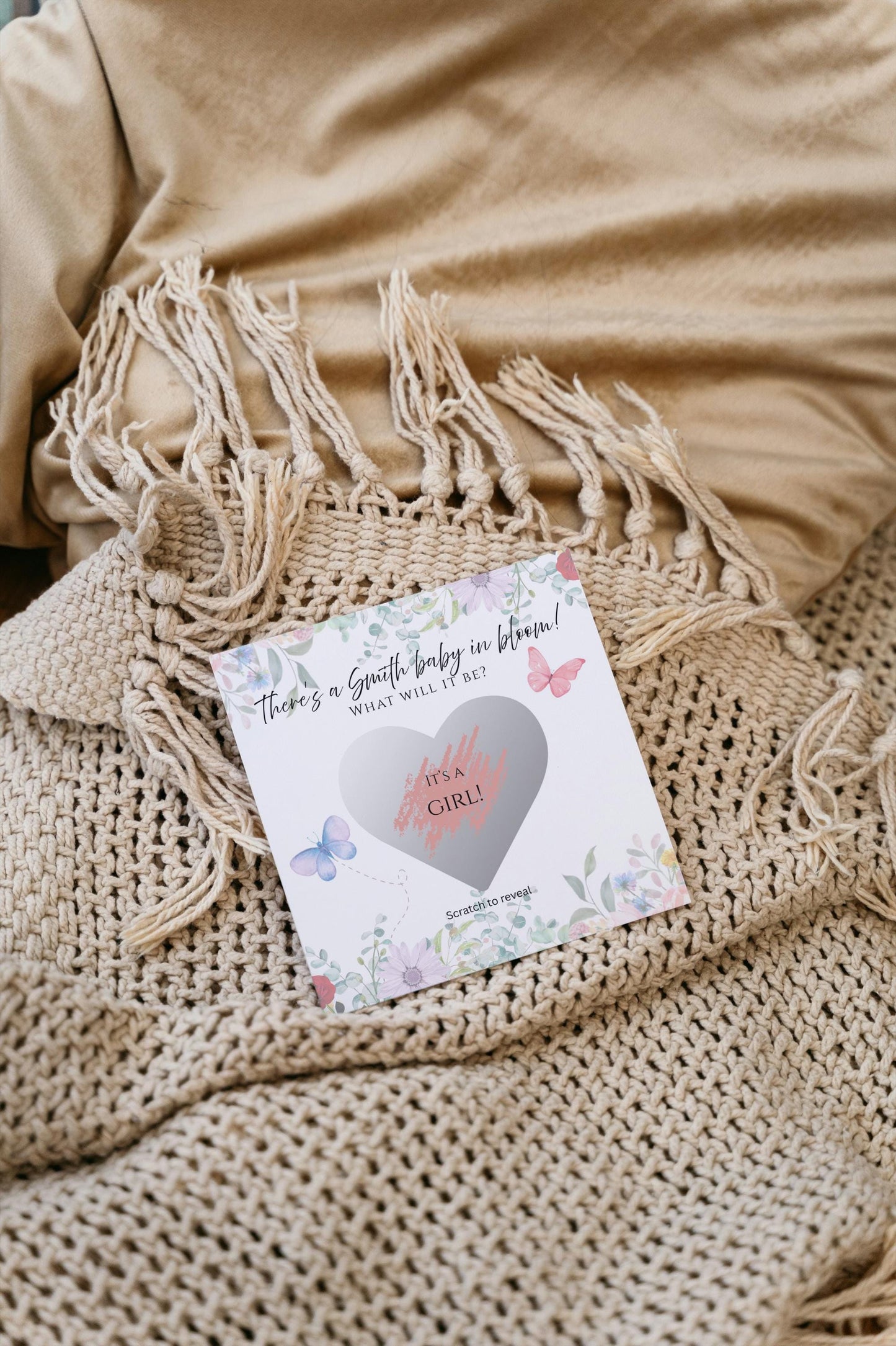 Baby in Bloom Gender Reveal Scratch-off Card