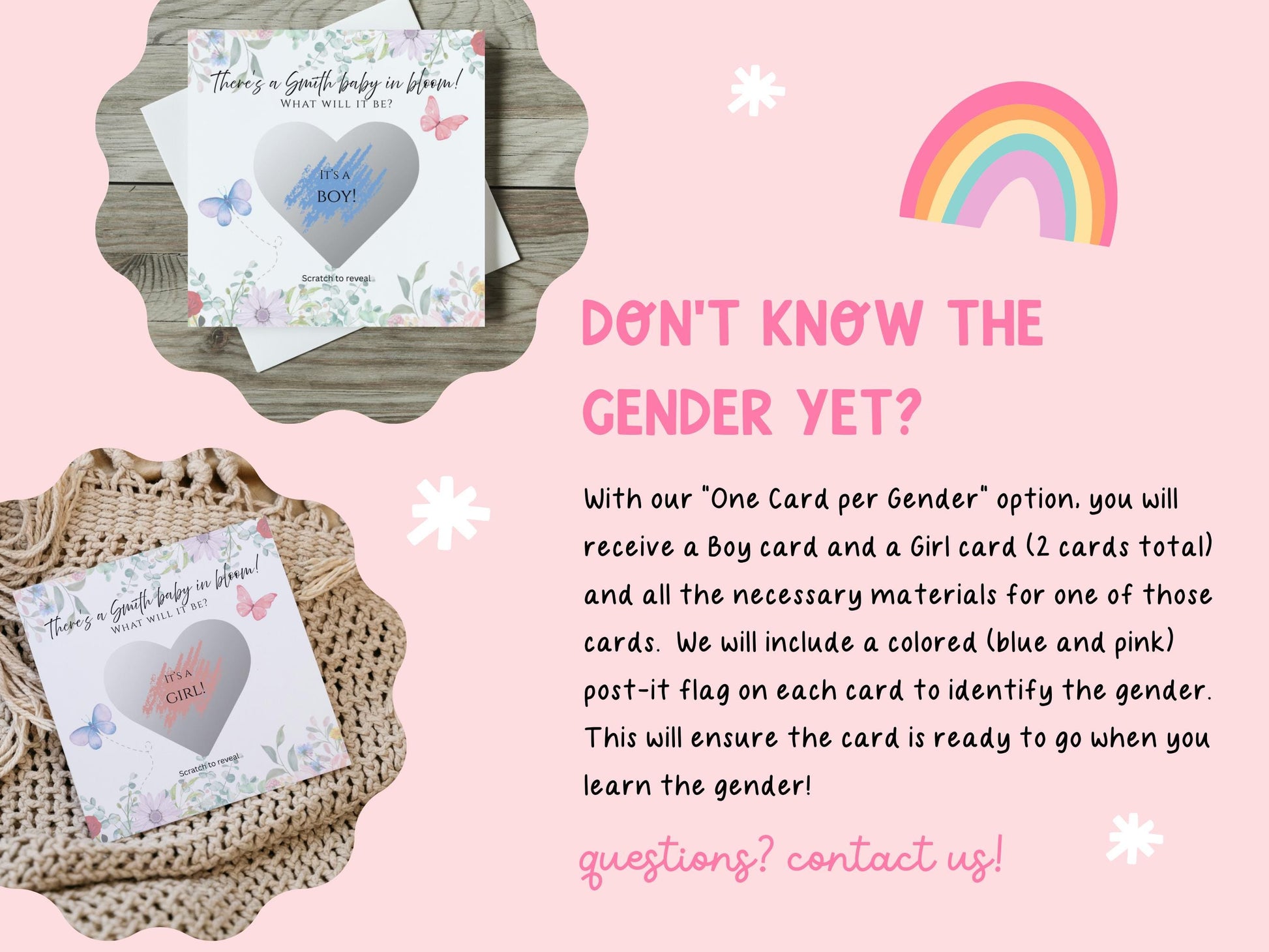 Baby in Bloom Gender Reveal Scratch-off Card