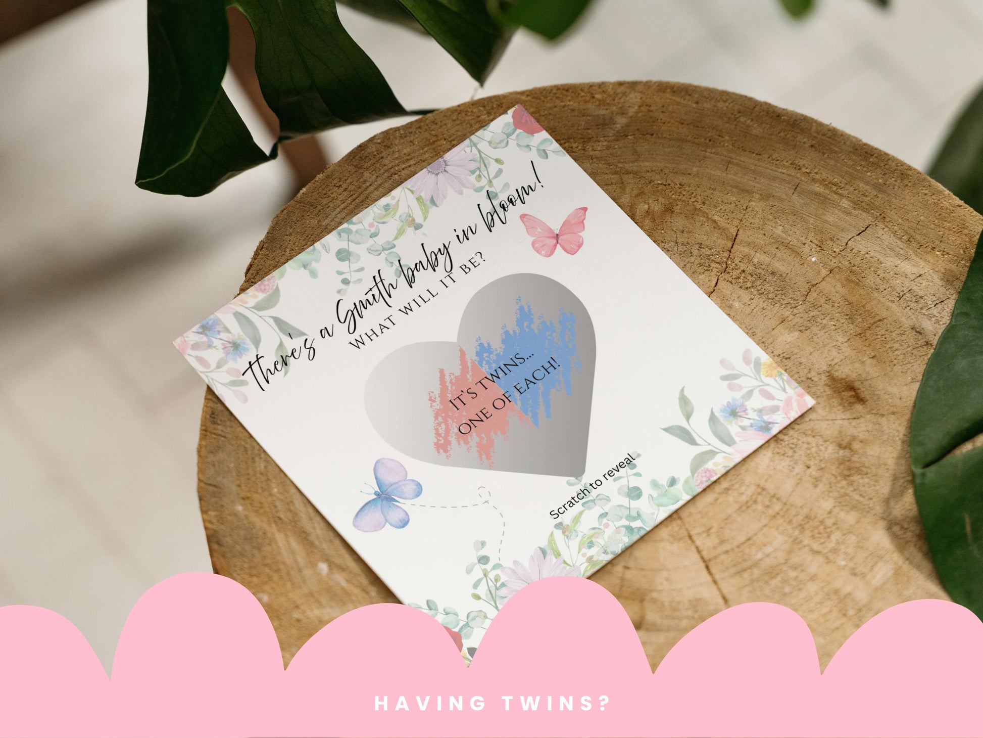 Baby in Bloom Gender Reveal Scratch-off Card