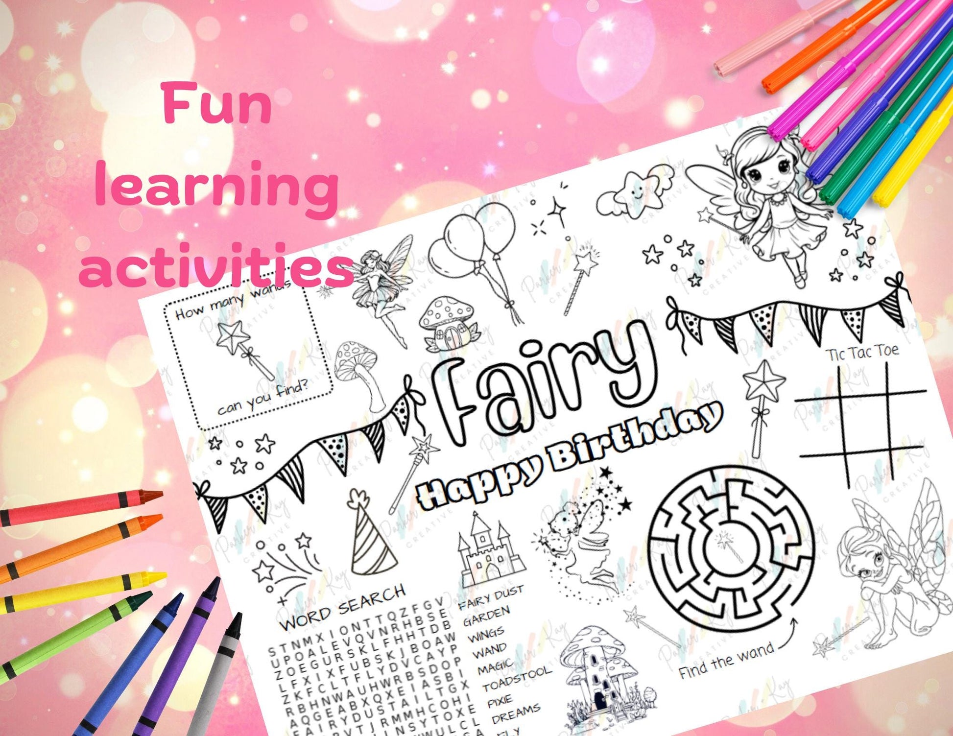 Fairy Happy Birthday Activity Sheet for Kids