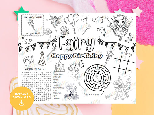 Fairy Happy Birthday Activity Sheet for Kids
