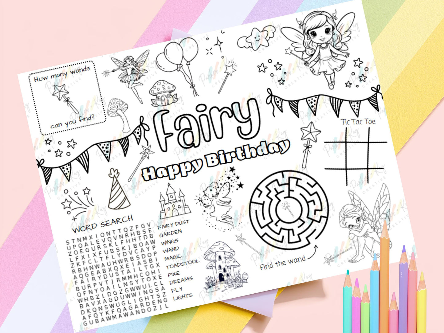 Fairy Happy Birthday Activity Sheet for Kids