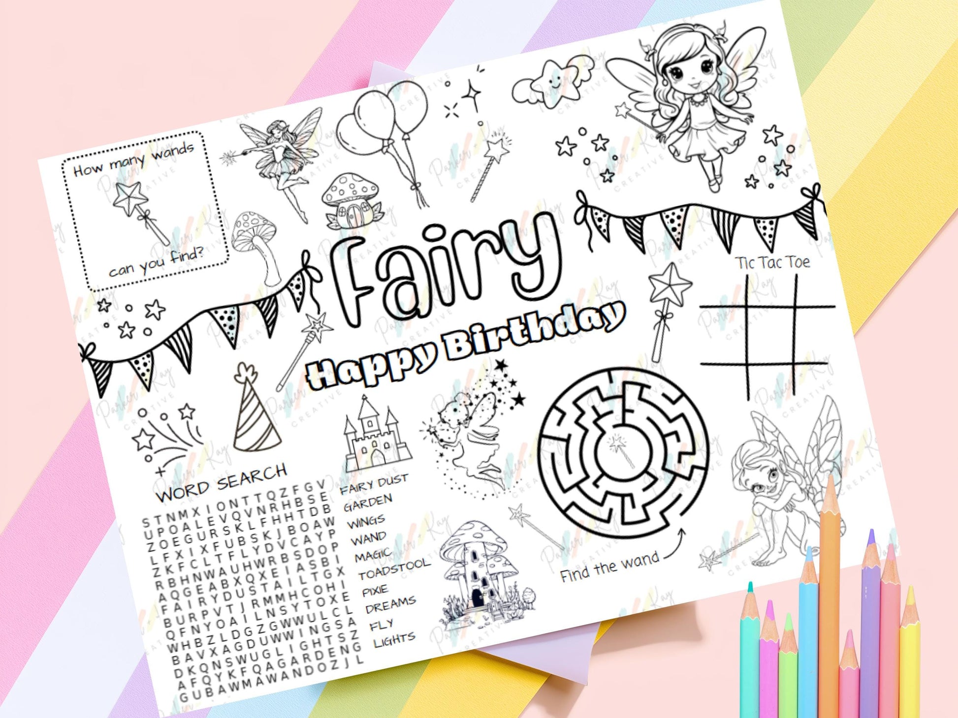 Fairy Happy Birthday Activity Sheet for Kids