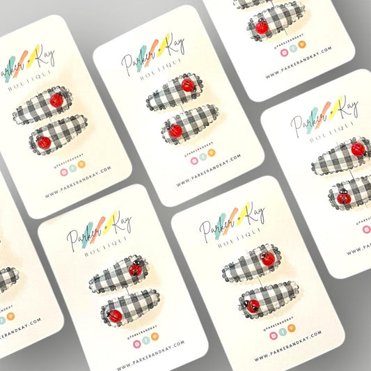 Little Ladybug Gingham Clips