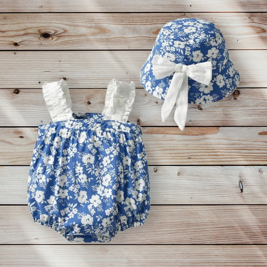 CELINA Floral Romper + Hat Set