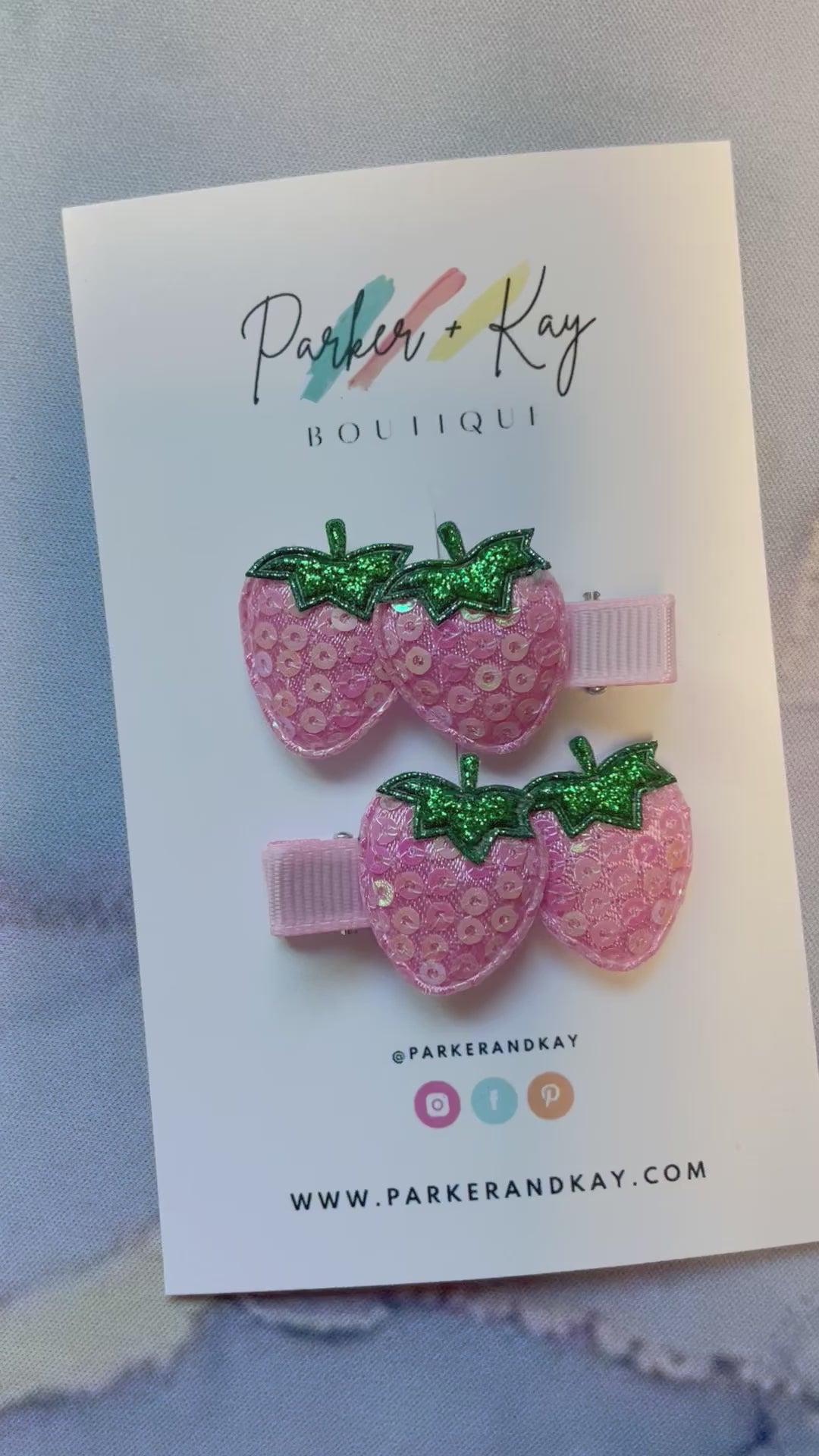 Sequin Strawberry Hair Clips for Toddlers, Sparkly Berry Alligator